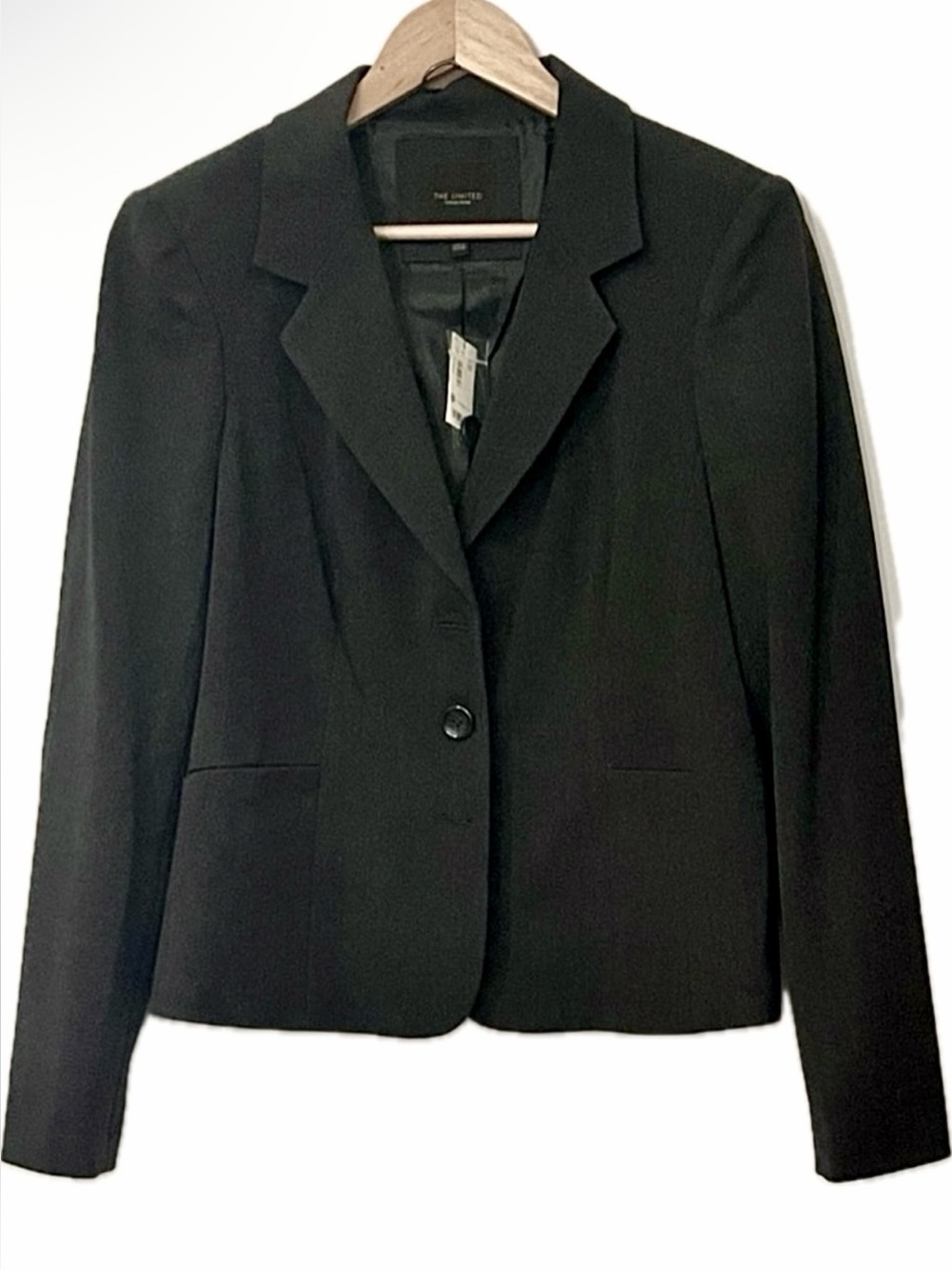 90s Minimalism Corporate Chic Black Suit Jacket Two Button Fitted Blazer Size 10